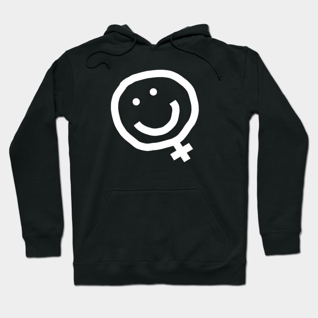 Minimal Feminism Female Smile White Line Hoodie by ellenhenryart